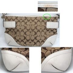COACH コーチ シグネチャー ワンショルダーバッグ F07077 ブラウン×ホワイト 斜め掛け可　ブランド　ワンショルダー　肩掛け　☆ PayPay(ペイペイ)決済可能 ☆ 札幌市 豊平区 平岸 平岸店の画像
