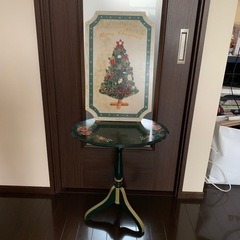 木製サイドテーブル　クリスマスアートパネル