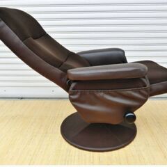 ②無段階　リクライニングチェア　(　オットマン付　)　DメッシュDBR　チェア　イス　椅子　360度回転　ダークブラウン　NITORIの画像