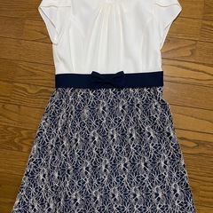 半袖ミニワンピース　ホワイト/ネイビーの画像