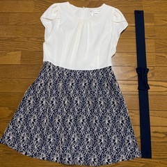 半袖ミニワンピース　ホワイト/ネイビーの画像