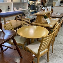 【愛品館 江戸川店 】円卓ダイニング テーブル5点セット 秋田木工の画像