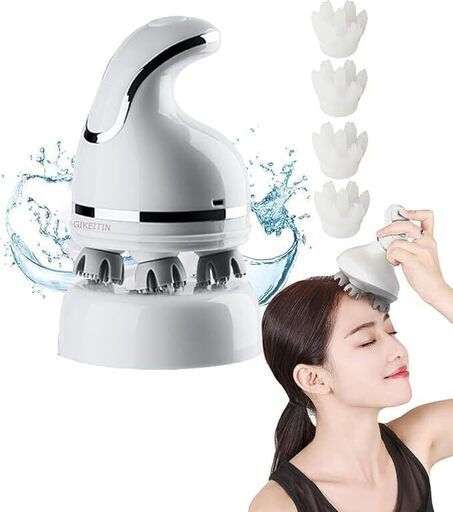 電動頭皮ブラシ 電動ヘッドブラシ ヘッドスパ 頭皮ブラシ IPX7 防水 軽量 頭皮ケア 全身使用可