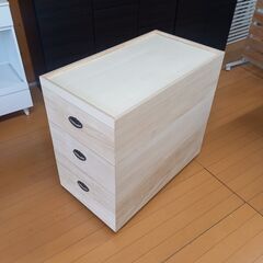 限定一品限り　3段　デザイン　雛人形ケース　総桐　衣装収納　和　桐箱　キャスター付きの画像
