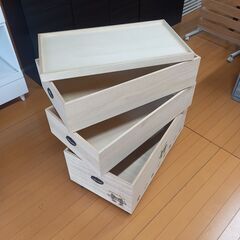 限定一品限り　3段　デザイン　雛人形ケース　総桐　衣装収納　和　桐箱　キャスター付きの画像