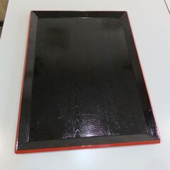 早い者勝ち　富士長手木目盆 尺4寸 黒渕朱