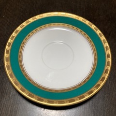 HOYA ボーンチャイナ　カップ&ソーサー1客　エメラルドグリーン×ゴールドの画像