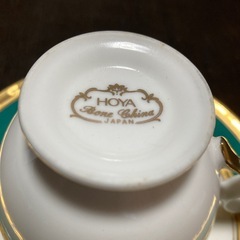 HOYA ボーンチャイナ　カップ&ソーサー1客　エメラルドグリーン×ゴールドの画像