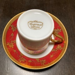 HOYA エスプレッソコレクション　デミタスカップ&ソーサー　1客　レッド×ゴールドの画像