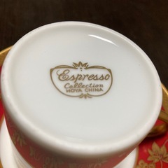 HOYA エスプレッソコレクション　デミタスカップ&ソーサー　1客　レッド×ゴールドの画像