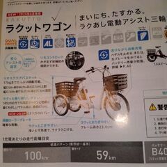 新車！電動アシスト三輪自転車ブリヂストンラクットワゴンの画像
