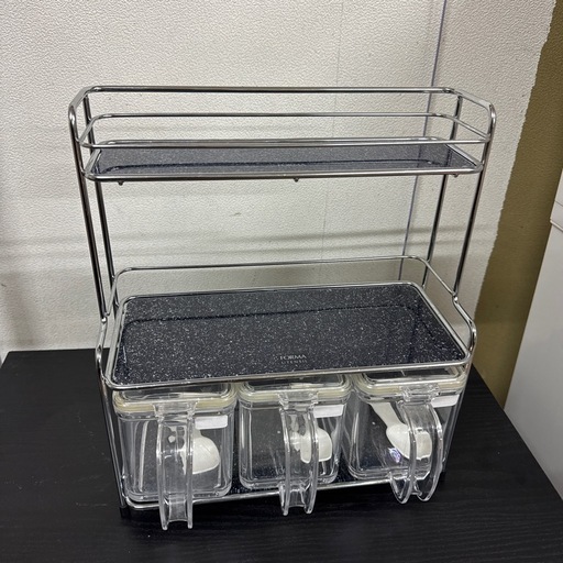 ワイヤーフレームラック付き　調味料ラック　中古