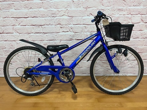 【完売御礼】【小学生用】整備済 21テクノロジー 24型 中古 子供用自転車身長 130cm程度から小学生まで 青色 \u003c自転車のオオムラ 静岡店\u003e