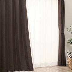 ニトリ  カーテン＆ミラーレース 　4枚セット　ダークモカ   幅100×丈135cmの画像