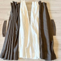 ニトリ  カーテン＆ミラーレース 　4枚セット　ダークモカ   幅100×丈135cmの画像