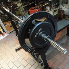 トレーニングセット プレート合計重量70kg バーベル ベンチ付きバーベル台 筋肉トレーニング 札幌市東区 新道東店の画像