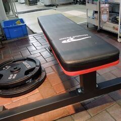 トレーニングセット プレート合計重量70kg バーベル ベンチ付きバーベル台 筋肉トレーニング 札幌市東区 新道東店の画像