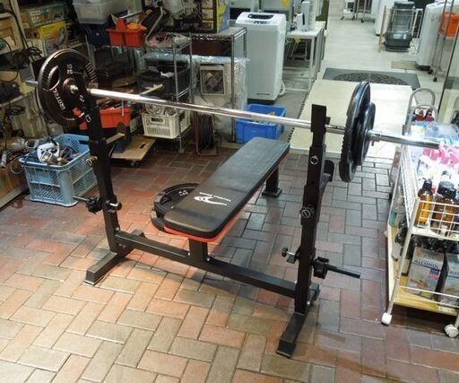 トレーニングセット プレート合計重量70kg バーベル ベンチ付きバーベル台 筋肉トレーニング 札幌市東区 新道東店