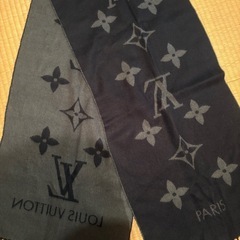LOUIS VUITTON ロゴ入りマフラー　ブラック／グレー