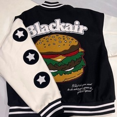 【美品】ブラックエアー　スタジャン ハンバーガー　Mサイズ　Bl...