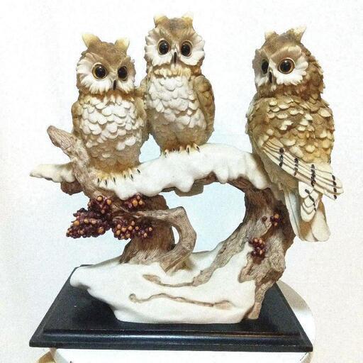 とまり木フクロウ置物　１点物