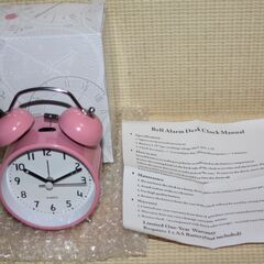 ベル式アナログ目覚まし時計 ピンク インテリアに 未使用品