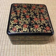 ③漆塗り 漆器 合成漆器？　ニ段重 重箱 お弁当箱 お節料理　昭...