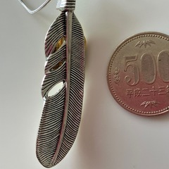 ハンドメイドシルバーチェーンフェザートップネックレス・ターコイズの画像