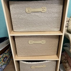 カラーボックス ×2カゴ付き