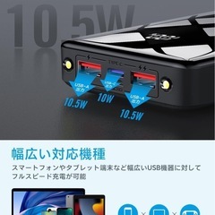 【新品未使用】① 【40000mAh大容量·新登場】モバイルバッテリー 大容量 急速充電 ３台同時充電 LCD電量残量表示 PSE技術基準適合 Type-C入出力兼用 LEDライト付き 2WAY入力ポート（Type-C+Micro） かしこく充電 iPad/iPhone/Android各種スマホ対応 安全設計 回路保護 機内持ち込み可能 旅行/出張/アウトドア/キャンプ/停電対策/防災用の画像