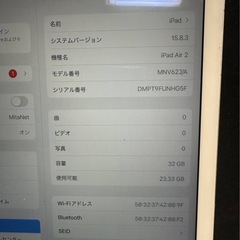 MNV62J/A A1566 iPad Air2 32GB シルバー ★バッテリー新品！ (USED、完動品）の画像