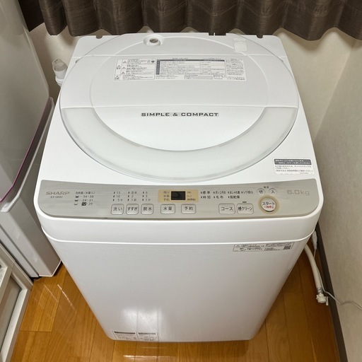 シャープ 縦型洗濯機 6.0kg 2019年製