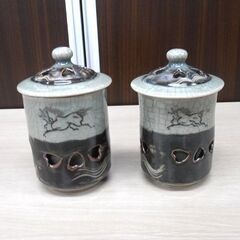 相馬焼 湯呑 5客 夫婦湯呑みセット(蓋付き) まとめて7点 二重焼 駆馬図 相馬本家 大堀相馬焼 伝統工芸品 走り駒 苫小牧西店の画像