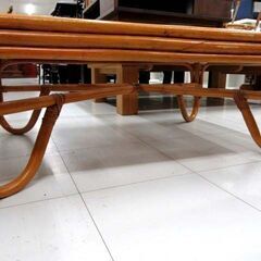 藤 ガラステーブル センターテーブル 幅103×奥行72.5×高さ35cm ラタンテーブル ローテーブル 藤家具 苫小牧西店の画像