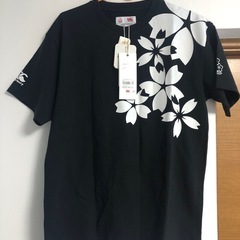 Canterbury ブラック 桜柄 Tシャツ JAPAN RU...