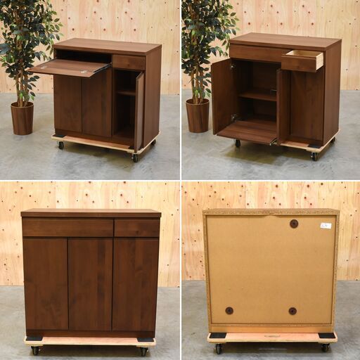 【ヤ取終了2/18】≪yt1809ジ≫ パソコンキャビネット 幅90cm 90PCベース DBR サイドボード PC収納/ライティング