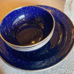 キャンプ用 ホーロー食器セット4人の画像