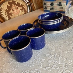 キャンプ用 ホーロー食器セット4人