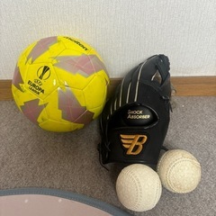 サッカーボール&野球グローブ&野球硬式ボール