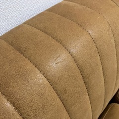 グレス 2人掛け ソファ 肘無 レザーテックス キャメル 鉄脚の画像