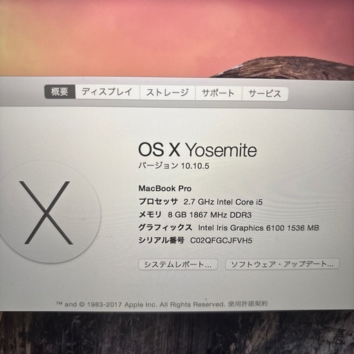 [売れました]MacBook Pro (Retina 13-inch、Early 2015) ②