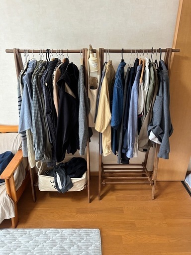 木製衣類ラック　2個セット（1個のみも可）