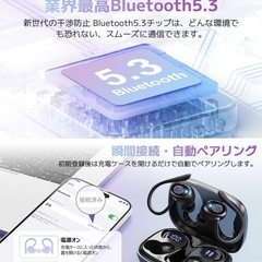 【新品未使用】① ワイヤレスイヤホン イヤホン bluetooth Bluetooth5.3 ブルートゥースイヤホン ワイヤレスイヤホン bluetooth 60時間連続再生 イヤホン ワイヤレス 分離型 LEDディスプレイ表示 蓋を開けたら瞬間接続 耳掛け式イヤホンの画像
