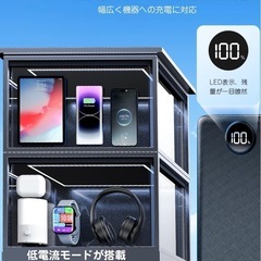 【新品未使用】① モバイルバッテリー 軽量 小型 【20000mA大容量・薄型モデル】 急速充電 3台同時充電 LED残量表示 PSE技術適合 低電流対応 Type-C入出力兼用&USB出力ポート搭載 安全設計＆多種保護 携帯充電器 iPad/iPhone/Android全種機器対応 コンパクト 持ち運び便利 機内持ち込み可能 アウトドア/旅行/出張/停電対策/緊急防災に 日本語取扱説明書の画像