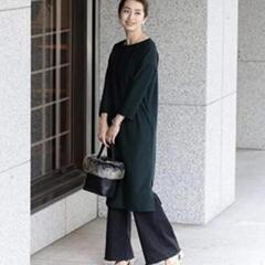 BEAUTY&YOUTHカルゼボートネックスリットワンピースの画像