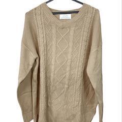 (古着)デニフィッシュ  Vネックケーブル編みニット(size L)