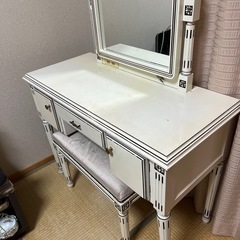 白　アンティークドレッサー　鏡台