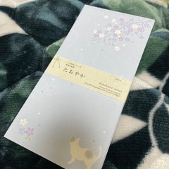 未使用品 かわいい封筒　猫・花柄　淡い青　9枚