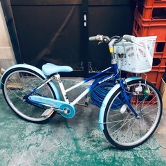 22インチ自転車(青/銀) LEDライト（取説付・防犯登録抹消済）京都市