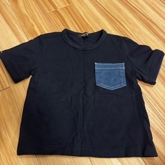 COMME CA ISM ブラック Tシャツ デニムポケット付きの画像